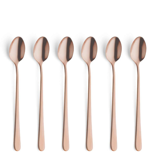 AUSTIN long drink/latte macchiato spoon set, 6 pieces, PVD copper