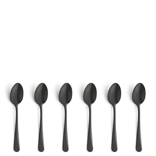 AUSTIN mocha/espresso spoon set, 6 pieces, PVD black