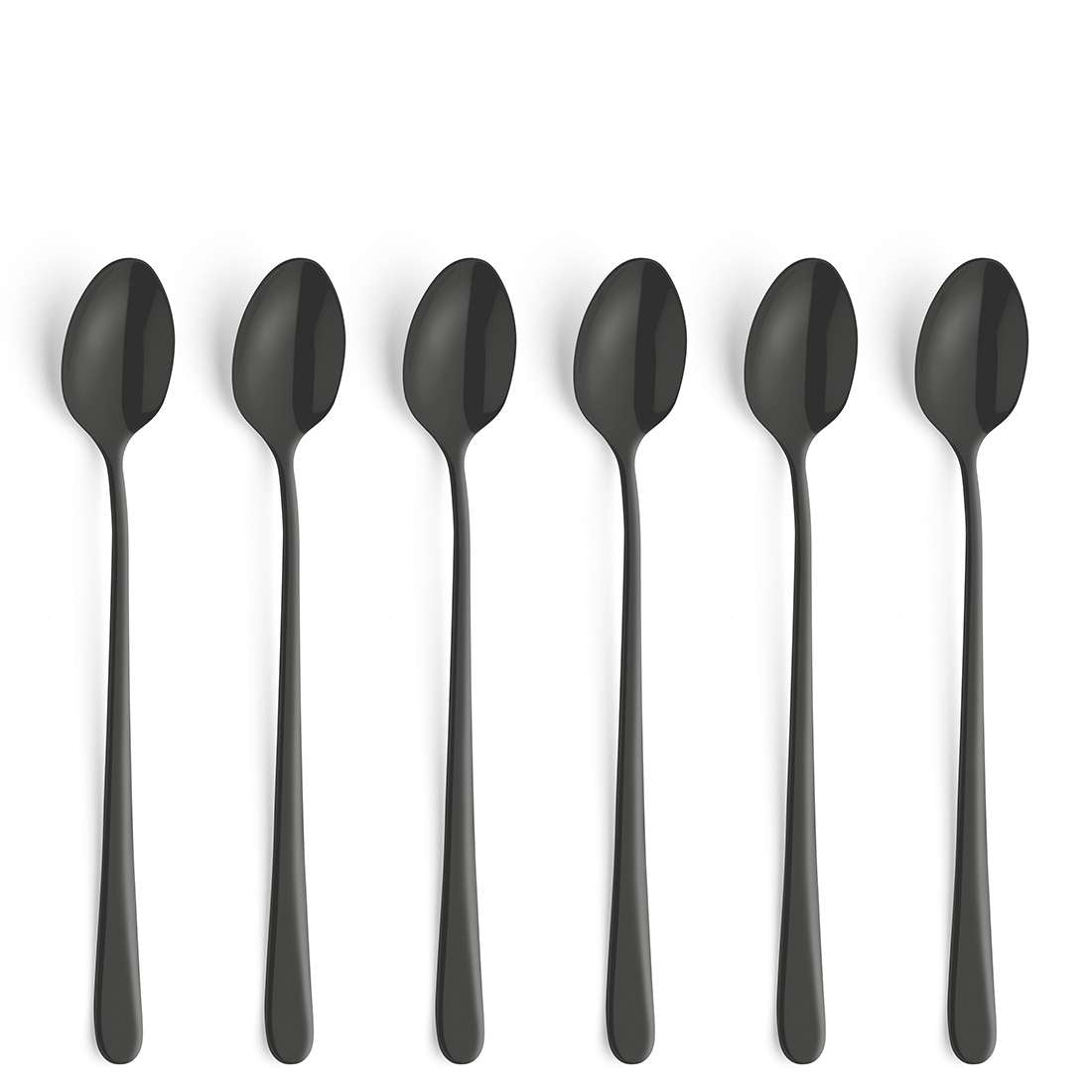AUSTIN long drink/latte macchiato spoon set, 6 pieces, PVD black