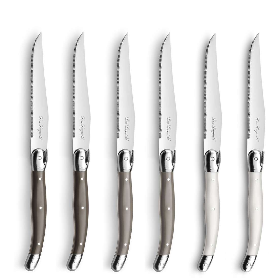 LAGUIOLE / TRADITION steak knife set 6-piece pearl, pepper, taupe