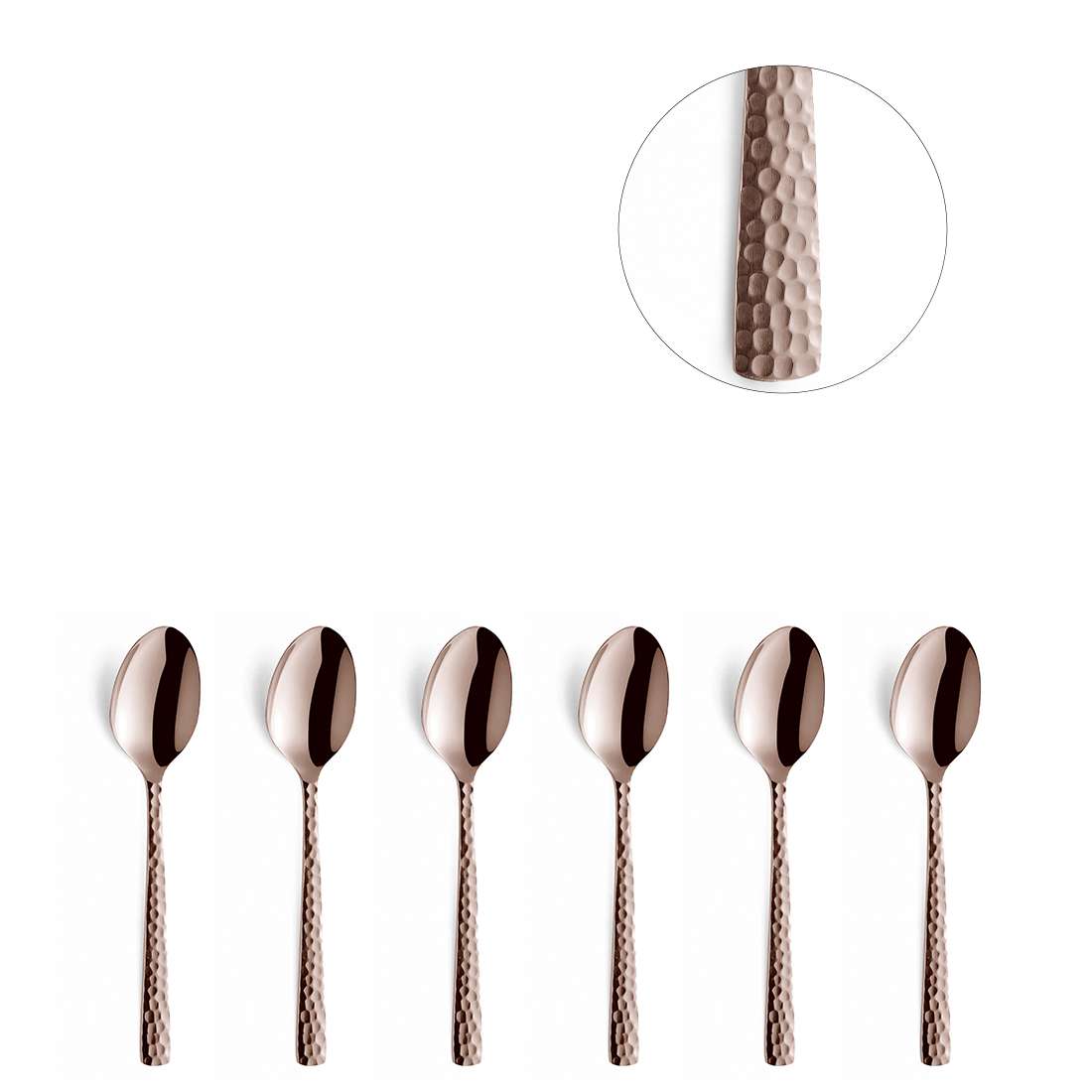 FELICITY mocha/espresso spoon set, 6 pieces, PVD rose