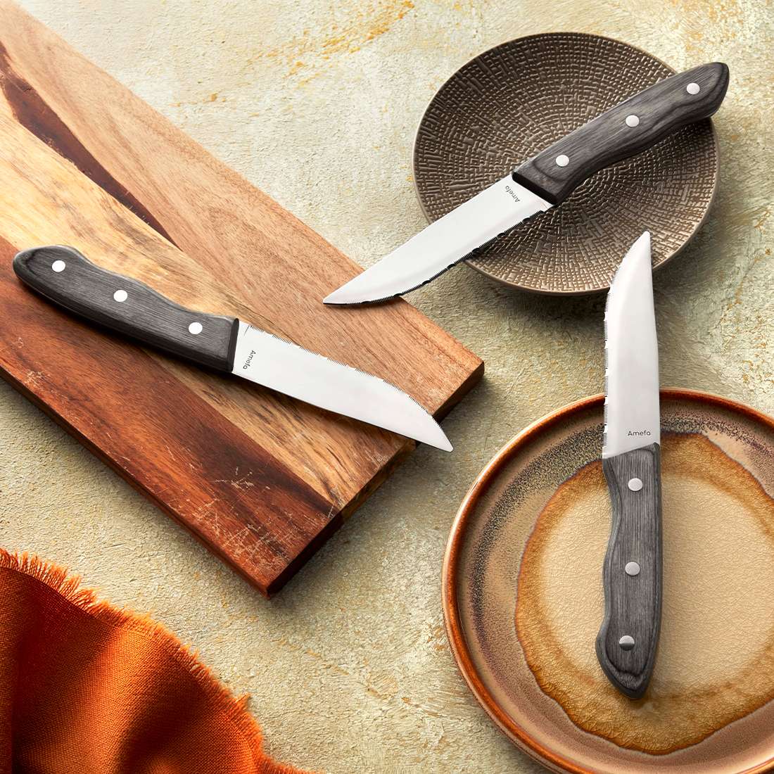 HERCULE steak knife set 3-piece wood
