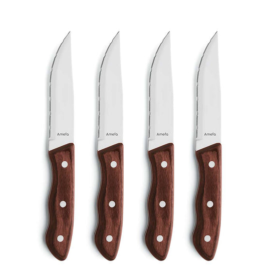 HERCULE steak knife set 4-piece chestnut