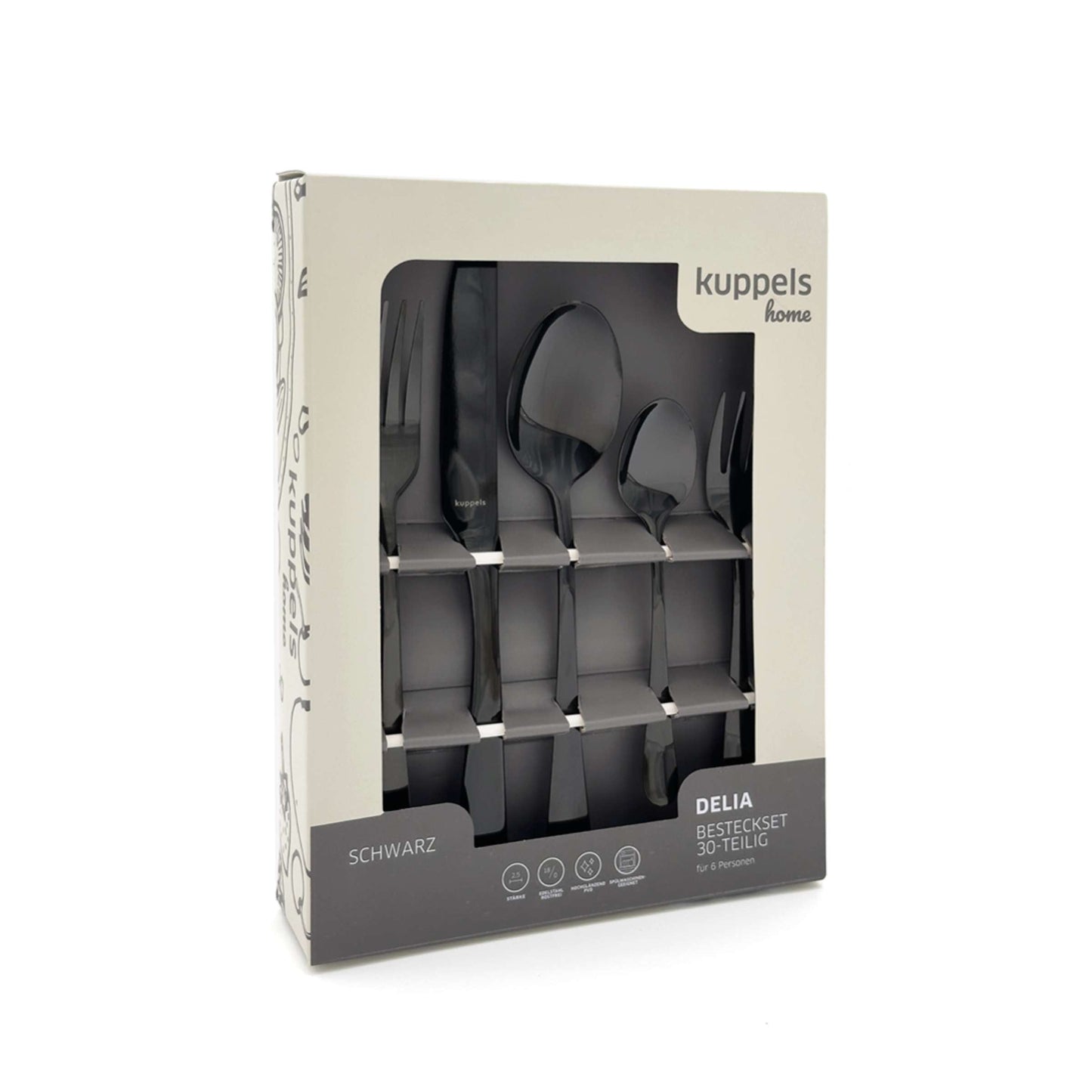 DELIA Besteckset 30-teilig PVD schwarz - Bestecke.de