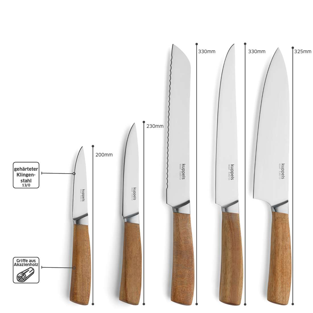 WOOD knife block 5-piece