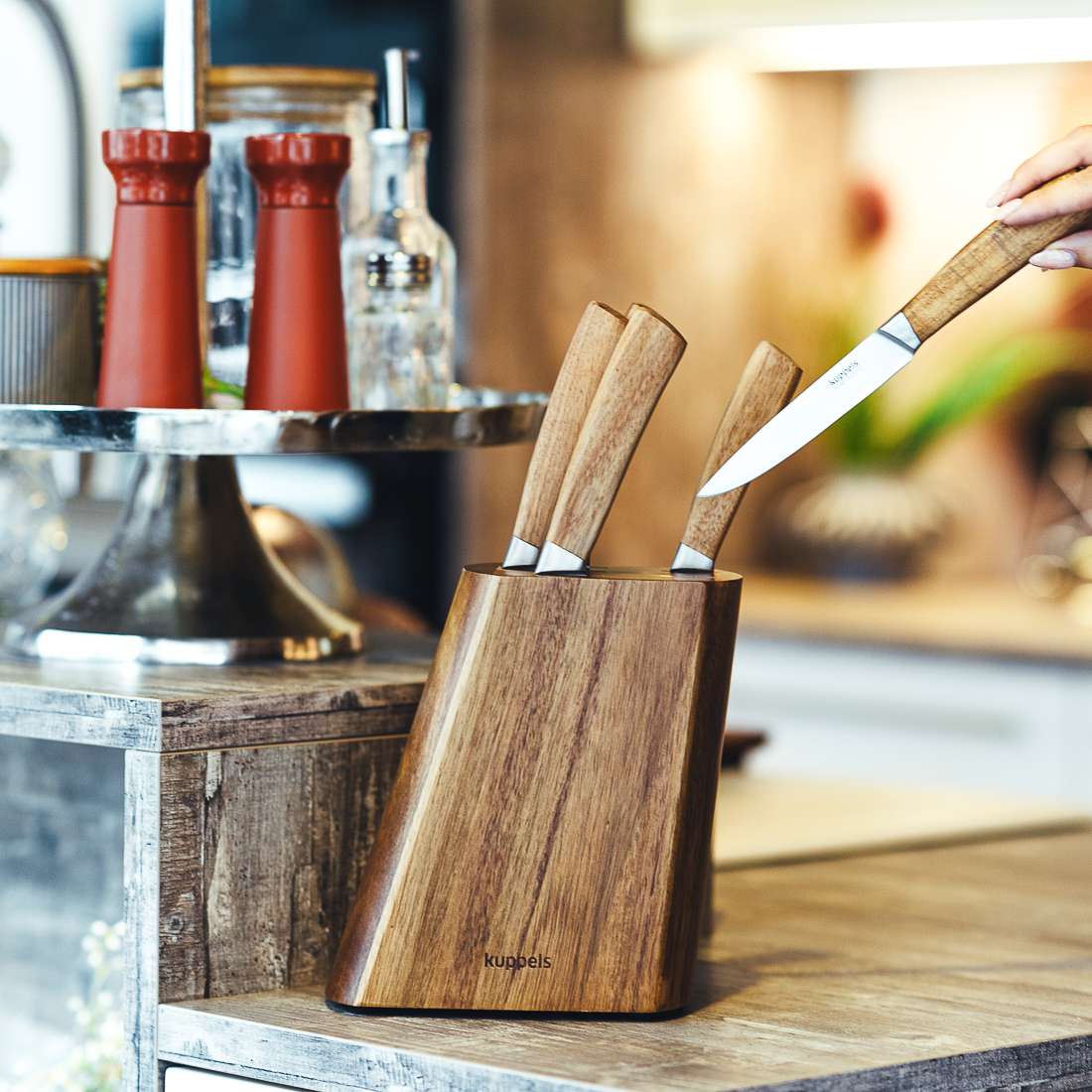 WOOD knife block 5-piece