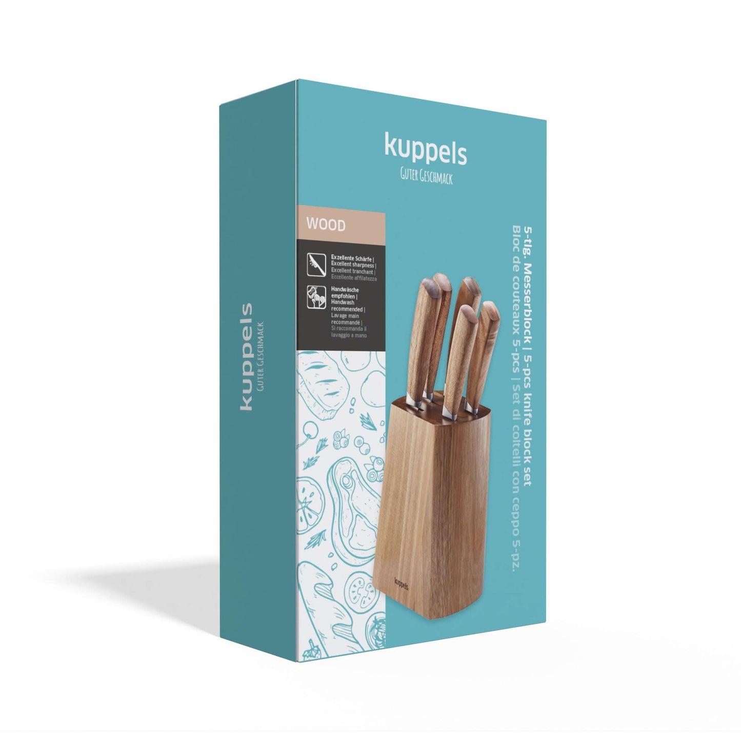 WOOD Messerblock 5-teilig - Bestecke.de