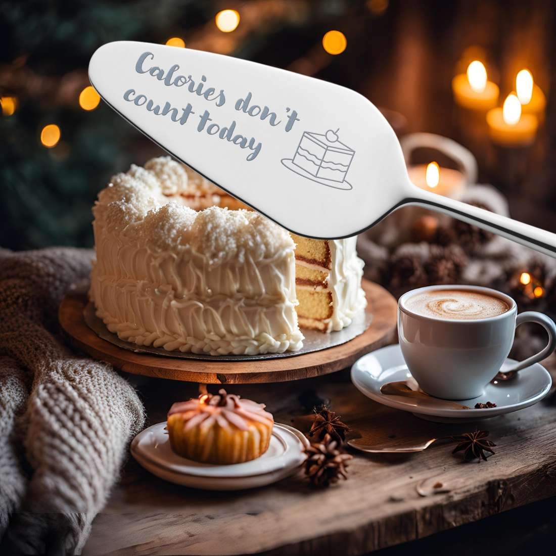 VIVENDI cake server "Calories don't count today"