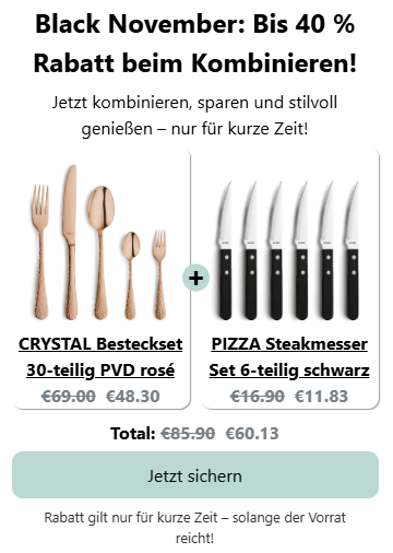 Black November Bundle: Crystal PVD Rosé & Pizza Steakmesser Set Schwarz