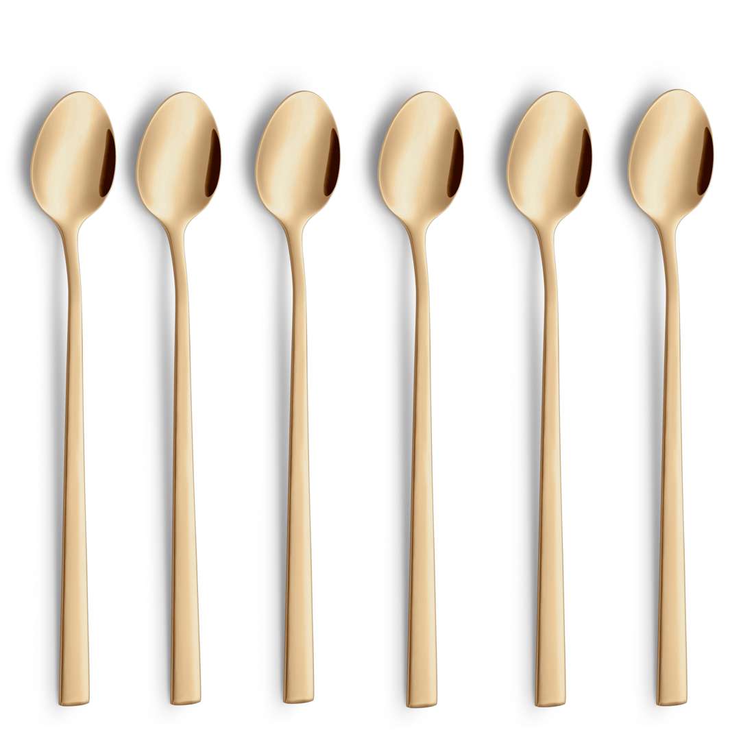VISTA long drink/latte macchiato spoon set, 6 pieces, PVD gold