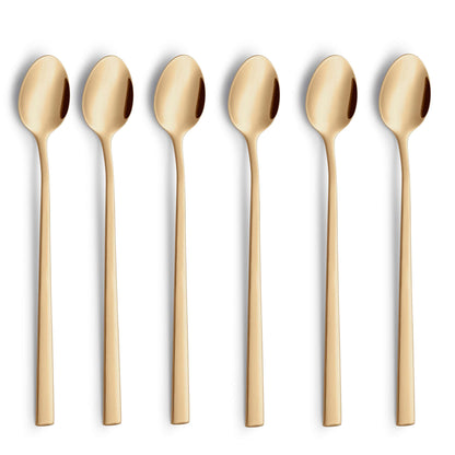 VISTA Longdrink-/Latte Macchiato Löffel Set 6-teilig PVD gold