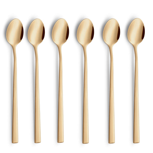 VISTA Longdrink-/Latte Macchiato Löffel Set 6-teilig PVD gold