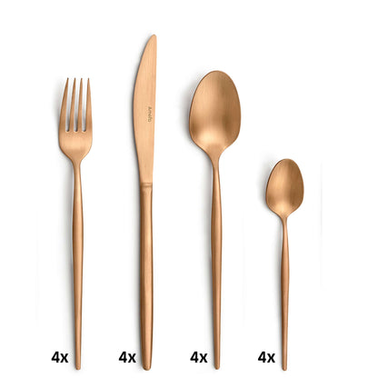 SOPRANO cutlery set 16-piece PVD copper