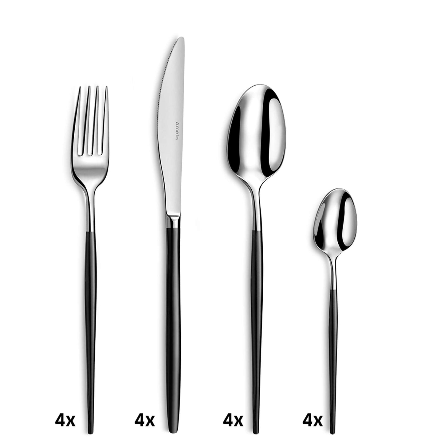 SOPRANO cutlery set 16-piece PVD black