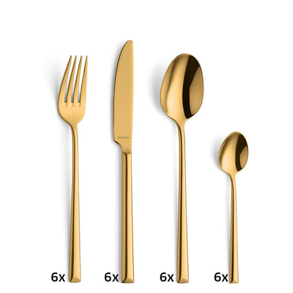 METROPOLE cutlery set 24-piece PVD gold