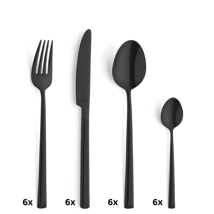 METROPOLE cutlery set 24-piece PVD black