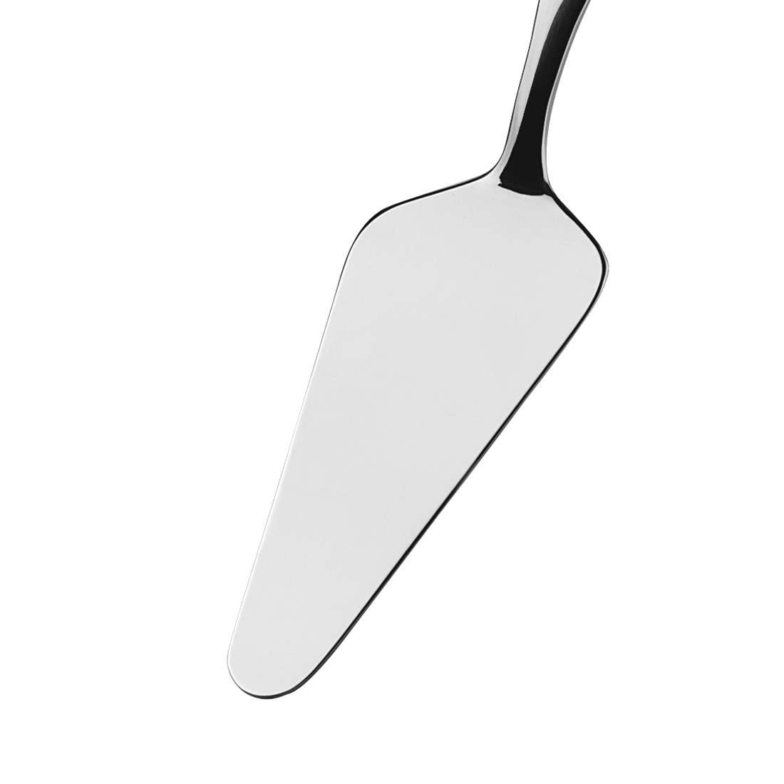 Der BUFFET Tortenheber von Amefa ist ein Tortenheber aus Edelstahl (18/10) mit einer dreieckigen, flachen Klinge und einem geschwungenen Griff, der vor einem schlichten weißen Hintergrund steht.