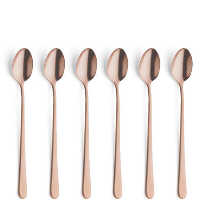 AUSTIN long drink/latte macchiato spoon set, 6 pieces, PVD copper