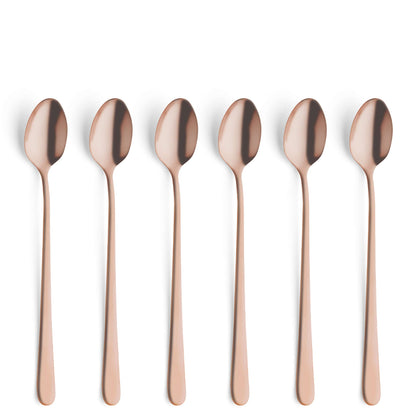 AUSTIN long drink/latte macchiato spoon set, 6 pieces, PVD copper