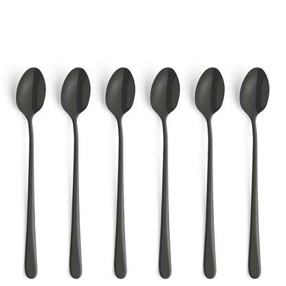 AUSTIN long drink/latte macchiato spoon set, 6 pieces, PVD black