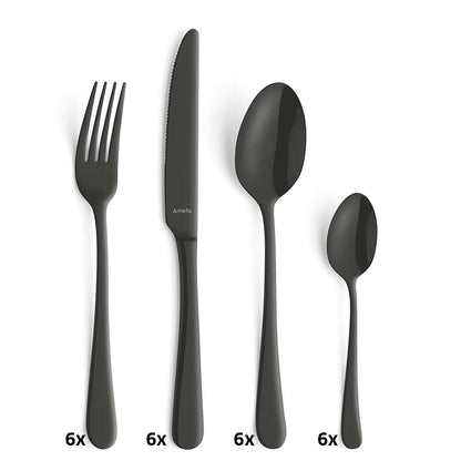 AUSTIN cutlery set 24-piece PVD black