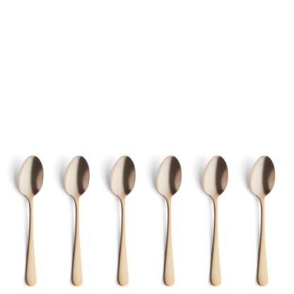 AUSTIN mocha/espresso spoon set, 6 pieces, PVD gold