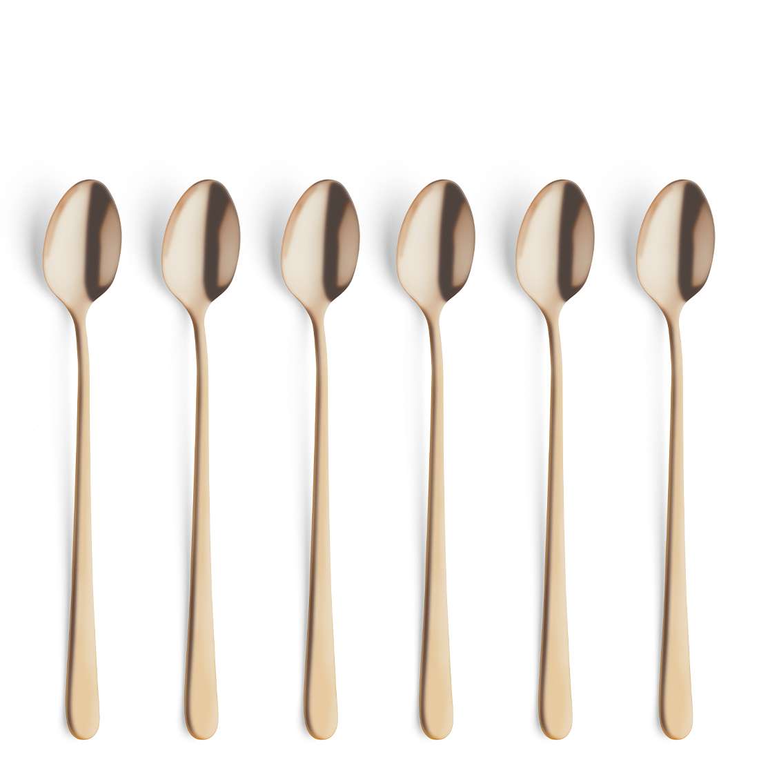 AUSTIN long drink/latte macchiato spoon set, 6 pieces, PVD gold