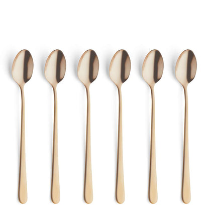AUSTIN long drink/latte macchiato spoon set, 6 pieces, PVD gold