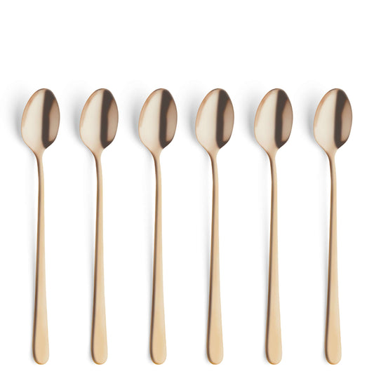 AUSTIN Longdrink-/Latte Macchiato Löffel Set 6-teilig PVD gold