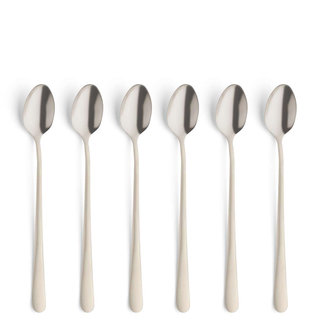 AUSTIN long drink/latte macchiato spoon set, 6 pieces, PVD champagne