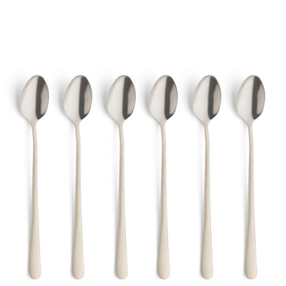 AUSTIN long drink/latte macchiato spoon set, 6 pieces, PVD champagne