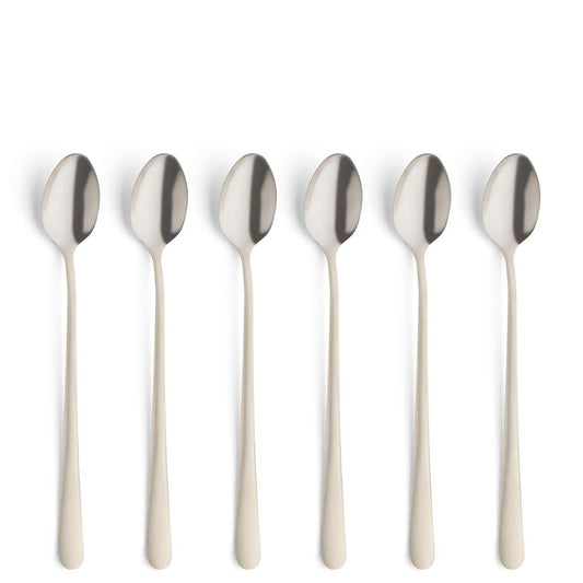 AUSTIN long drink/latte macchiato spoon set, 6 pieces, PVD champagne