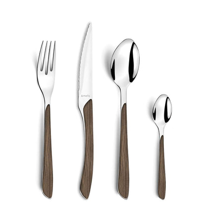 ECLAT NATURE cutlery set 24-piece dark brown