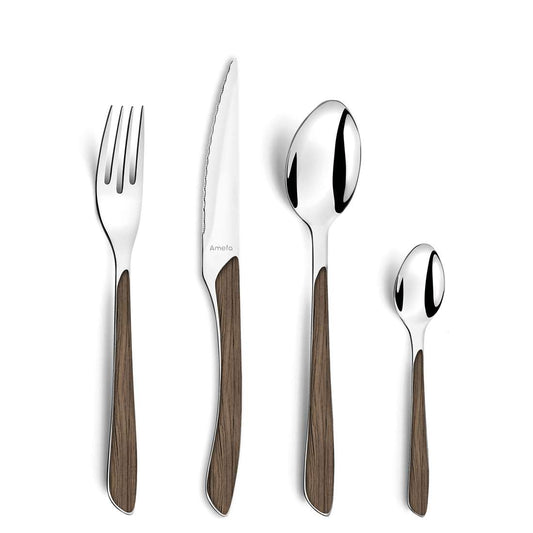 ECLAT NATURE cutlery set 24-piece dark brown
