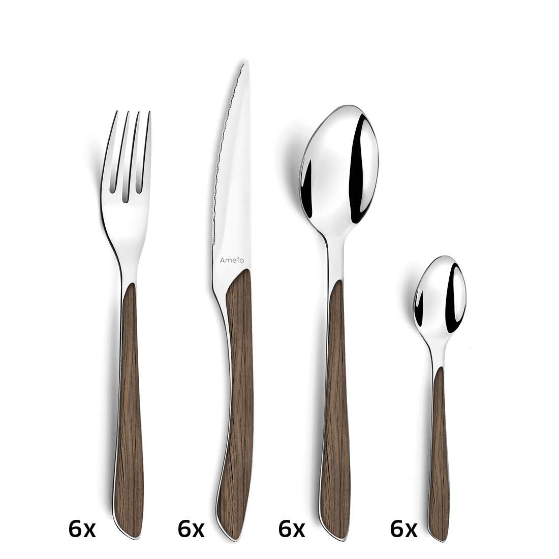 ECLAT NATURE cutlery set 24-piece dark brown