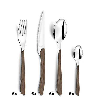 ECLAT NATURE cutlery set 24-piece dark brown