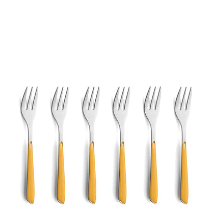 PRISMA cake fork set 6-piece mustard yellow