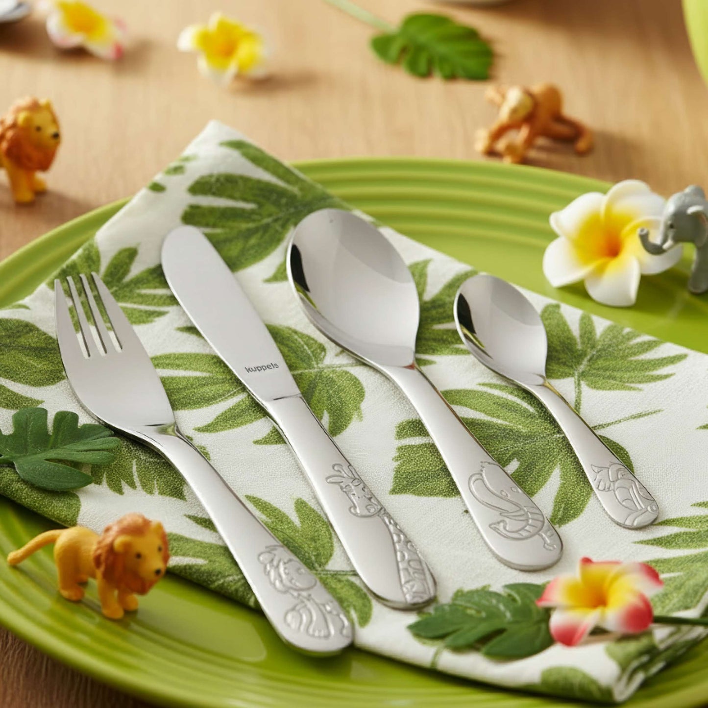 DSCHUNGELTIERE Kinderbesteck Set 4-teilig