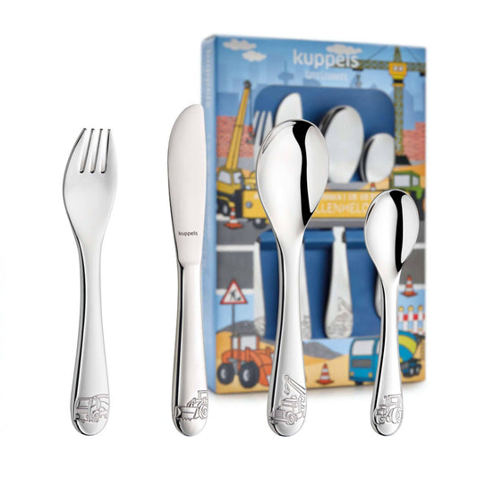 BAUSTELLENHELDEN Kinderbesteck Set 4-teilig - Bestecke.de