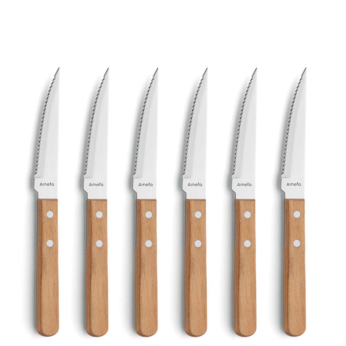 PIZZA steak knife set 6-piece wood