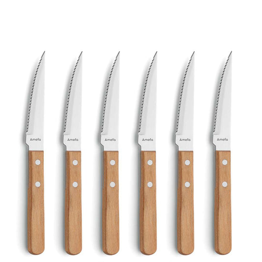 PIZZA steak knife set 6-piece wood