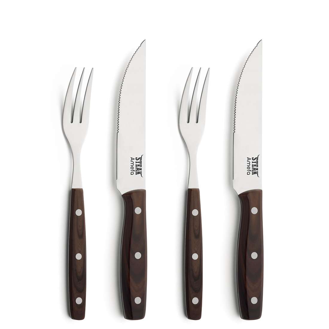 PORTERHOUSE steak cutlery set 4-piece wood