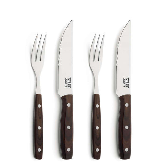 PORTERHOUSE steak cutlery set 4-piece wood