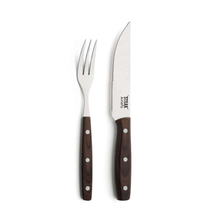 PORTERHOUSE steak cutlery set 4-piece wood