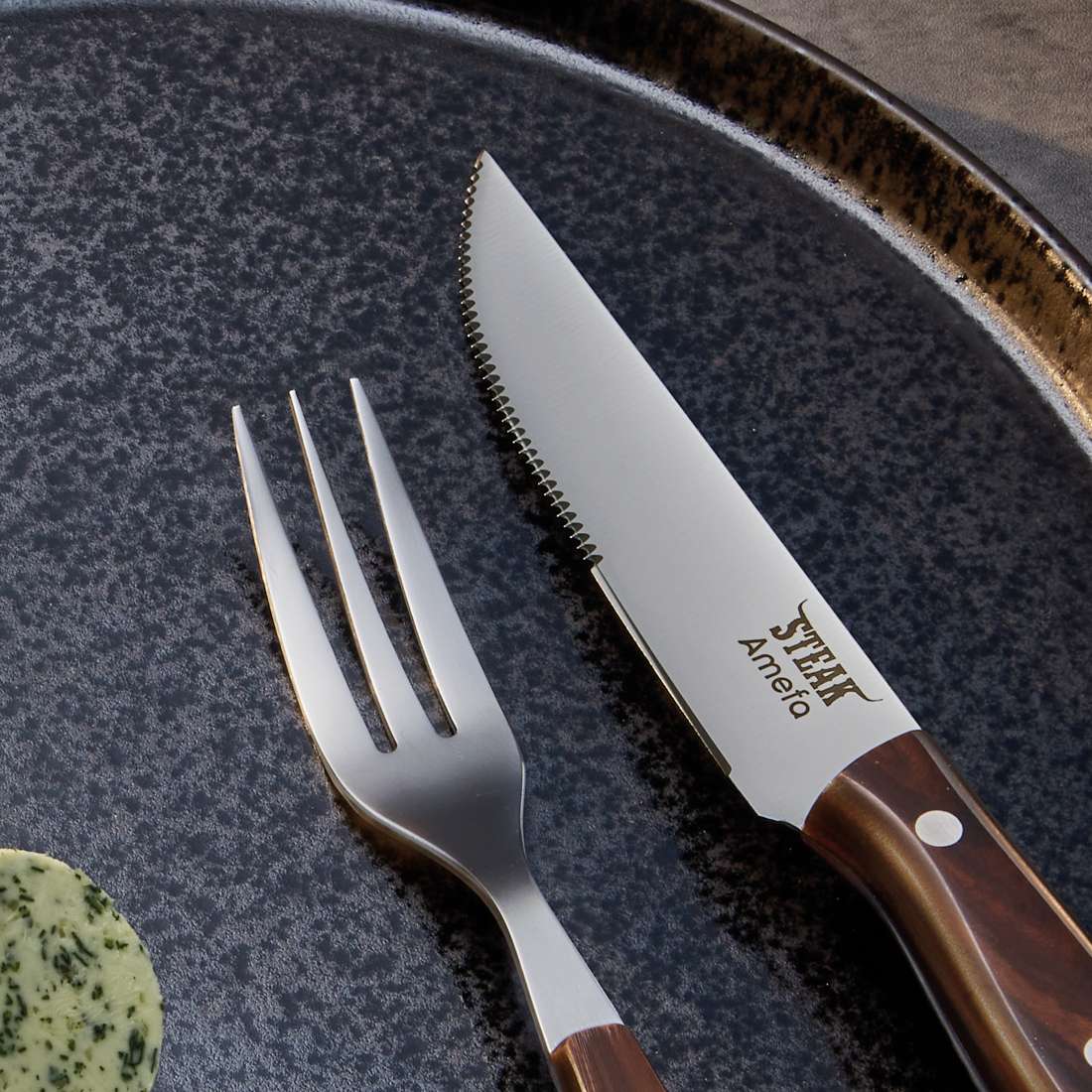 PORTERHOUSE steak cutlery set 4-piece wood