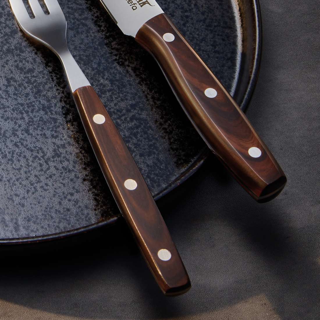 PORTERHOUSE steak knife set 2-piece wood