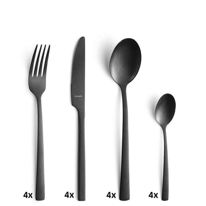 MANILLE cutlery set 16-piece PVD black