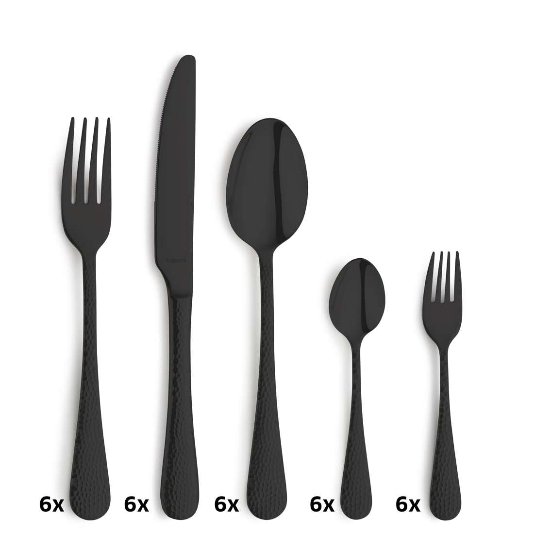 CRYSTAL cutlery set 30-piece PVD black