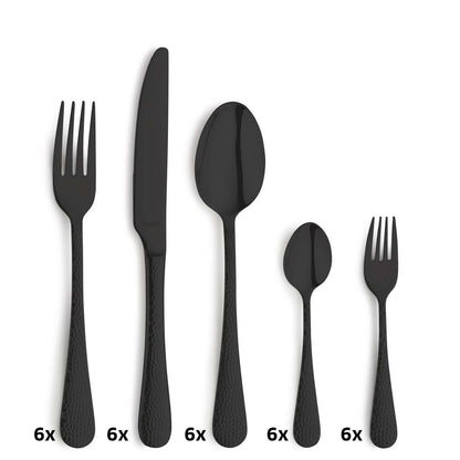 CRYSTAL cutlery set 30-piece PVD black