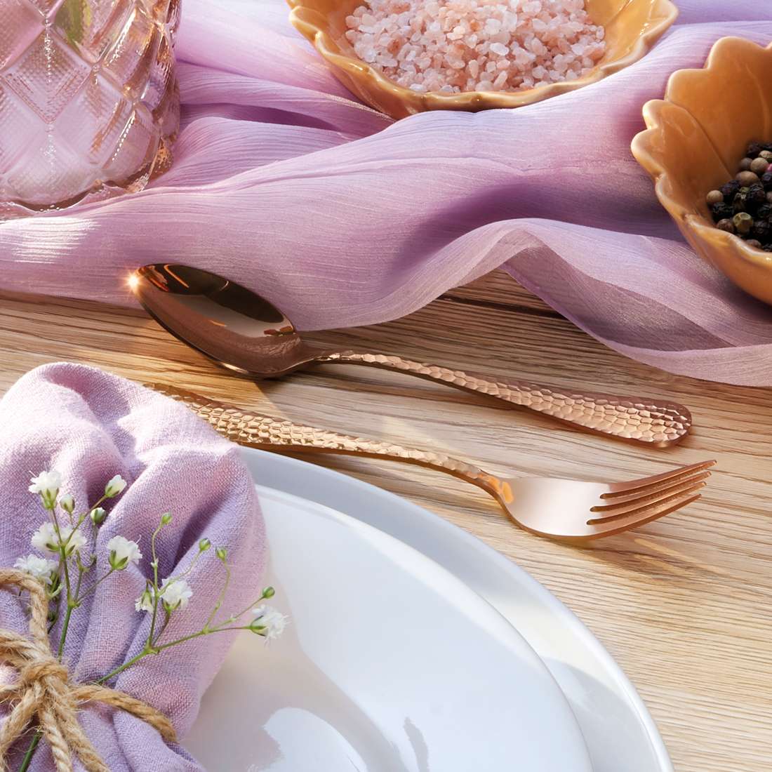 CRYSTAL cutlery set 30-piece PVD rose